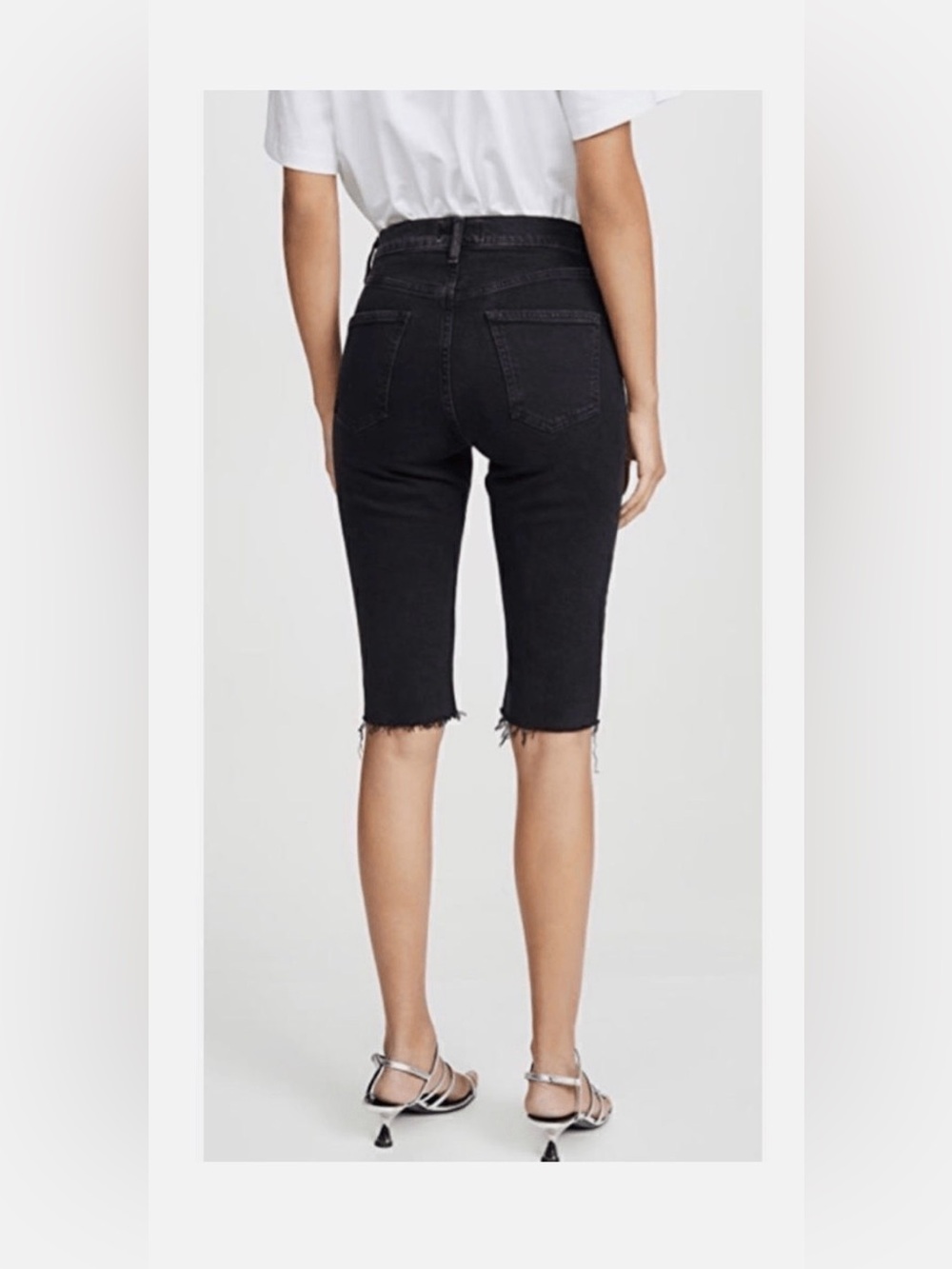 AGOLDE Capri Jean CutOffs Black Jean Shorts - Picture 2 of 8